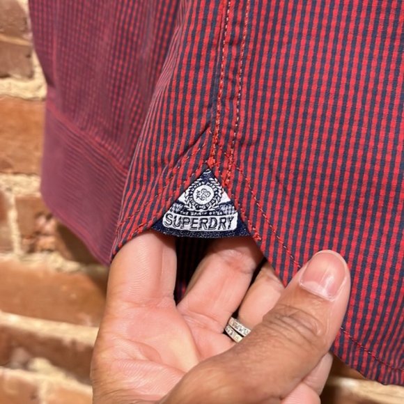 NEW Superdry Long Sleeve London Button Down Shirt Walford Red Gingham Large - Picture 8 of 10